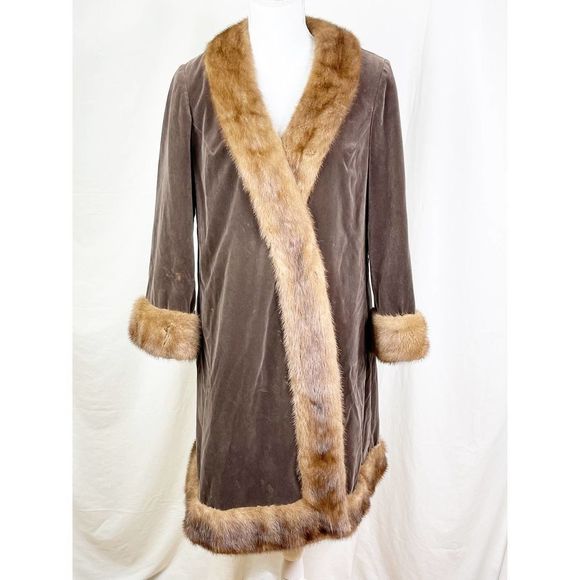 RARE 1960s Bill Blass For Maurice Rentner VelvetMink Trimmed Coat - Saks